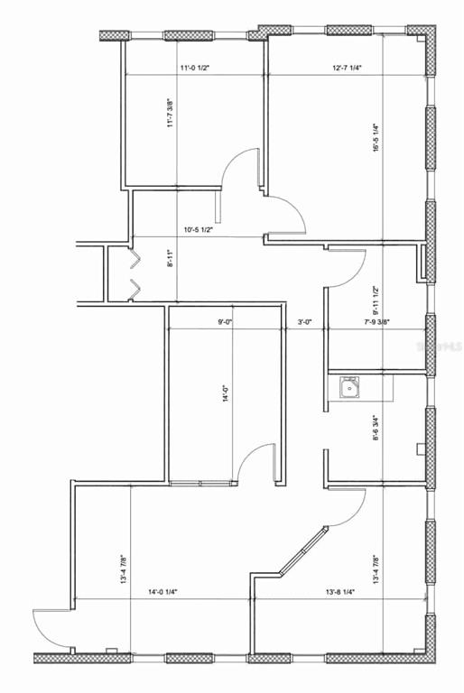 This is a black and white floor plan showing the layout of a residential unit — 100 2ND AVENUE N UNIT 350, ST PETERSBURG, FL
