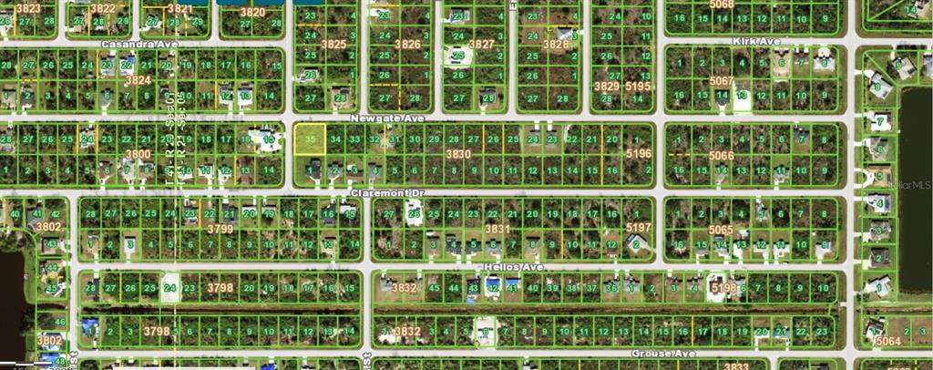 This is a map showing a grid of residential land parcels and streets — 12055 NEWGATE AVENUE, PORT CHARLOTTE, FL