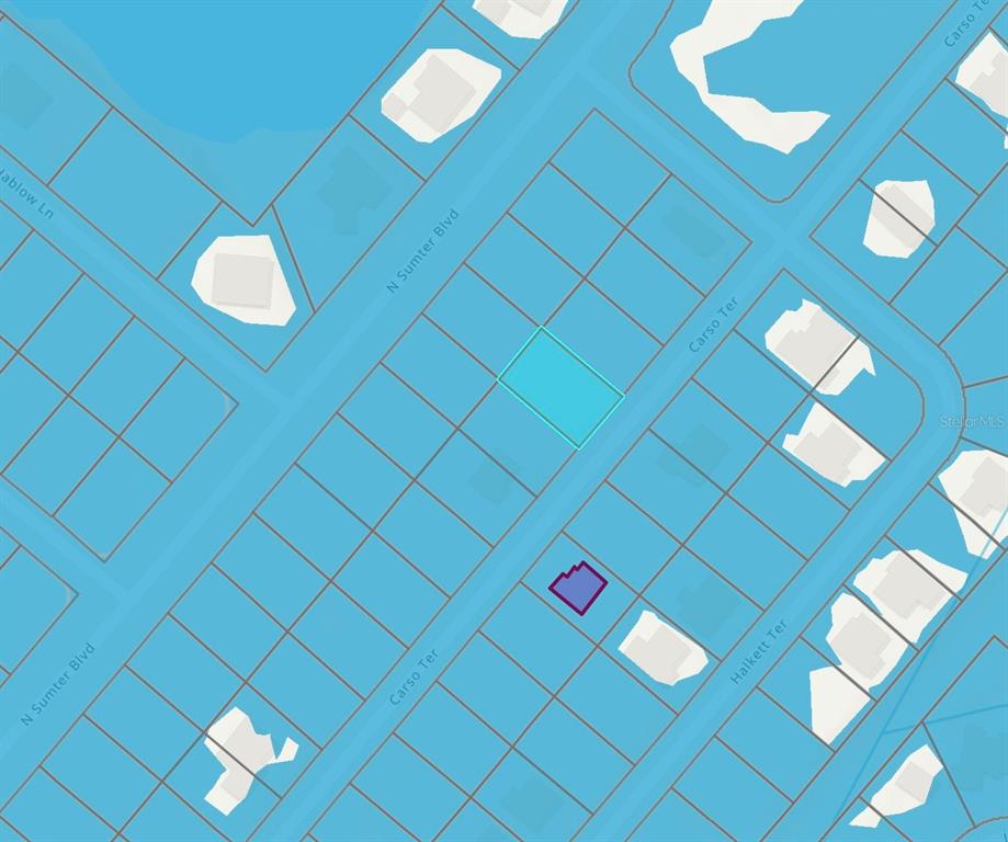 This is a map showing a highlighted parcel of land in a residential neighborhood — 5619 CARSO, NORTH PORT, FL