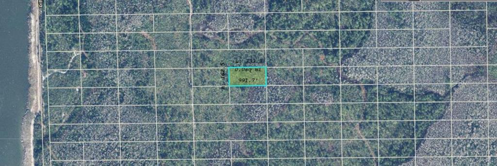 An aerial map shows a rectangular parcel of land highlighted in blue with dimensions — DILL ROAD, ORLANDO, FL