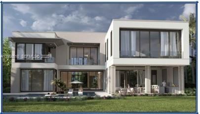 This is a rendering of the rear exterior of a modern two-story house with a pool — 17591 Scarsdale Way, Boca Raton FL 33496, BOCA RATON, FL