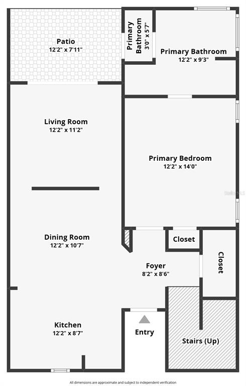 This is a floor plan showing the layout of a one-bedroom residential unit — 7996 LOST SHAKER LANE, KISSIMMEE, FL