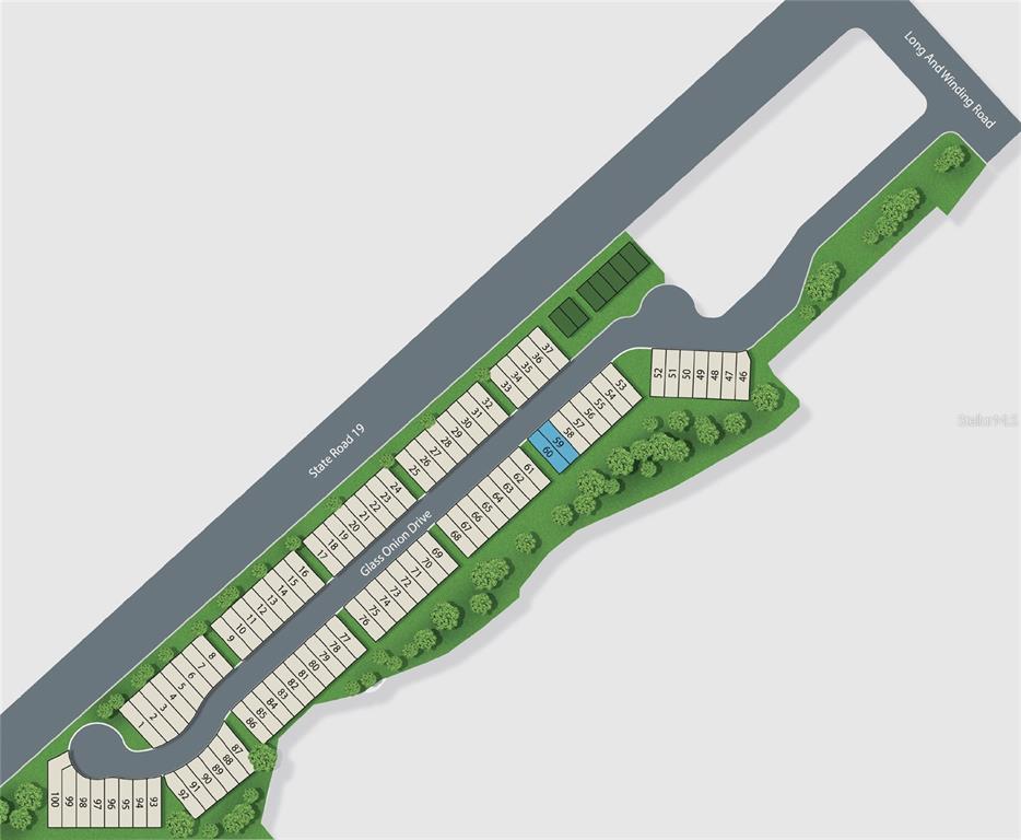 This is a site plan rendering showing the layout of numbered lots in a residential community — 214 GLASS ONION DRIVE, HOWEY IN THE HILLS, FL