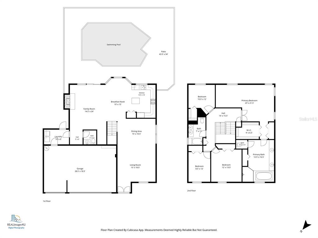 This is a two-story floor plan featuring a swimming pool, patio, garage, and multiple bedrooms — 3256 BENTLEY DRIVE, PALM HARBOR, FL