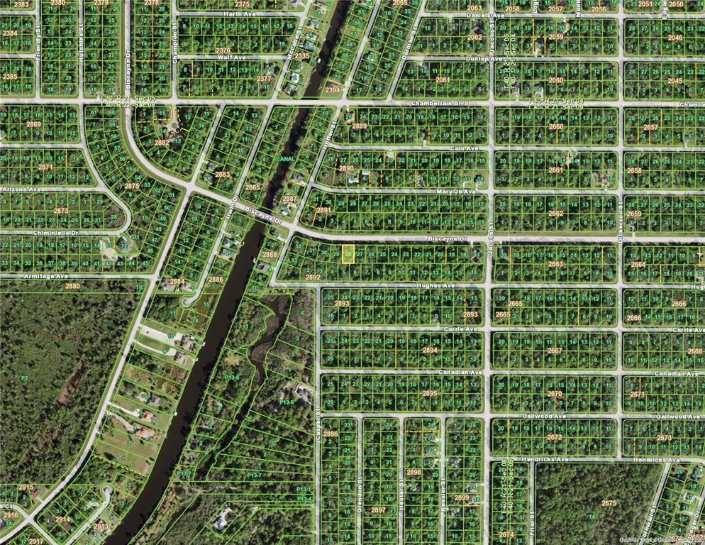 This is a map showing a residential neighborhood with platted lots and street names — 717 BISCAYNE DRIVE, PORT CHARLOTTE, FL