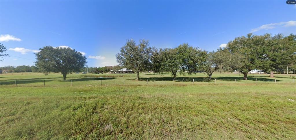 A wide, grassy field features a line of mature trees and a distant house — OLD GRADE RD, POLK CITY, FL