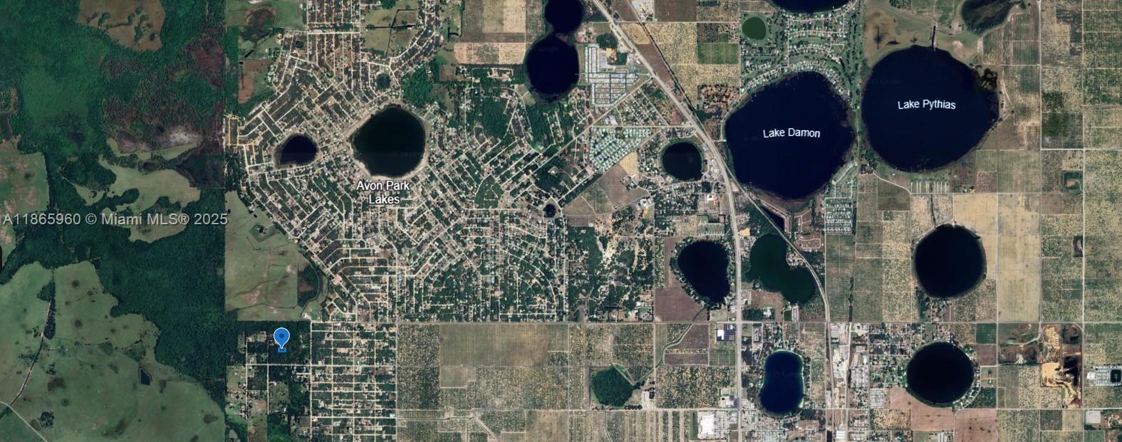 This is an aerial map view of the Avon Park Lakes area in Florida — 3175 W Foli Road, Avon Park FL 33825, AVON PARK, FL