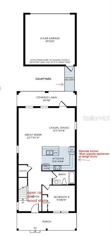 This is a floor plan for a home featuring a garage, courtyard, and four bedrooms — 13014 SUNSET GARDEN LANE, WINTER GARDEN, FL