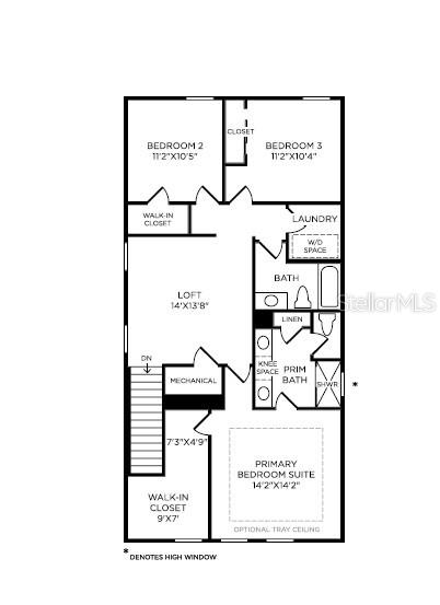 This is a floor plan for the second level of a home featuring three bedrooms — 13014 SUNSET GARDEN LANE, WINTER GARDEN, FL