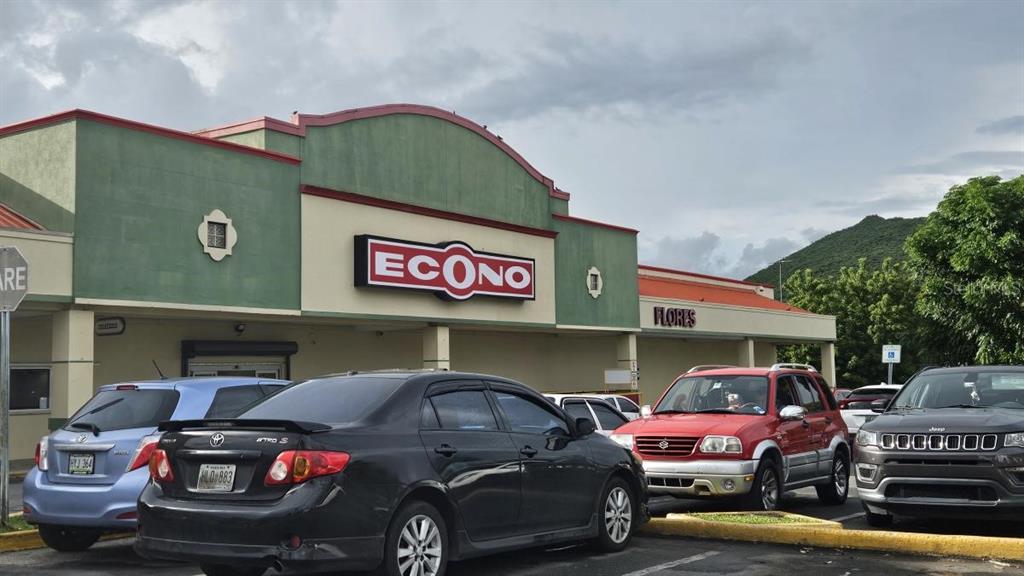 The exterior of an Econo grocery store features a green and beige facade with a parking lot — 153 PR-153 KM 13.7, COAMO, PR