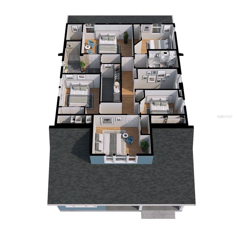 A blue two-story house with a front porch sits on a corner lot — 1224 E CHELSEA STREET, TAMPA, FL
