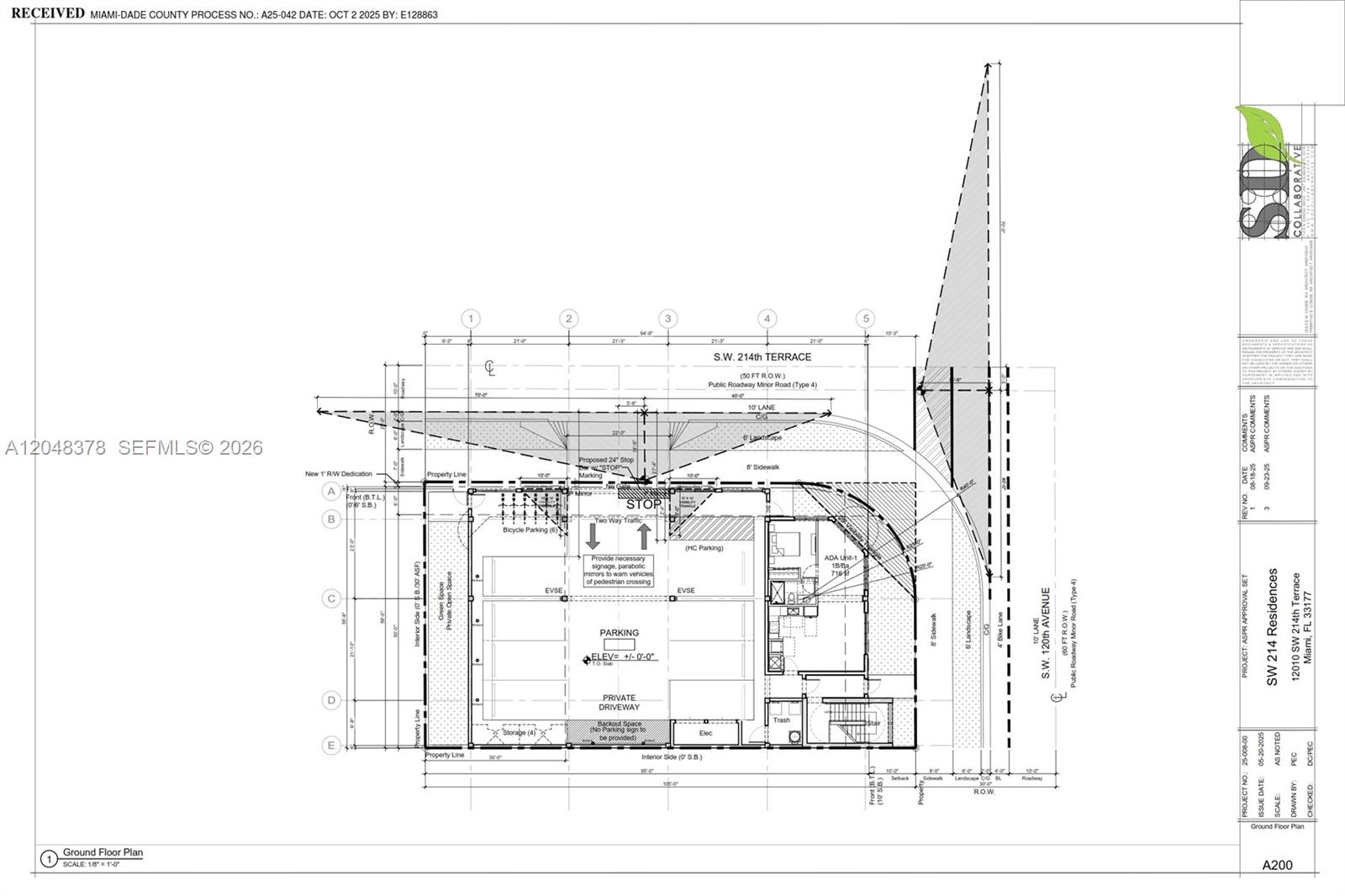 This is a ground floor plan for a residential property showing parking and site layout — 12010 SW 214th Ter, Miami FL 33177, MIAMI, FL
