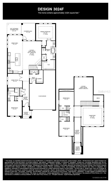This is a floor plan for a two-story home featuring a three-car garage — 289 HOLLY BANK AVENUE, NOKOMIS, FL