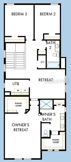 This is a floor plan of a residential second story featuring three bedrooms and two bathrooms — 2823 CRIMSON CAP STREET, ODESSA, FL