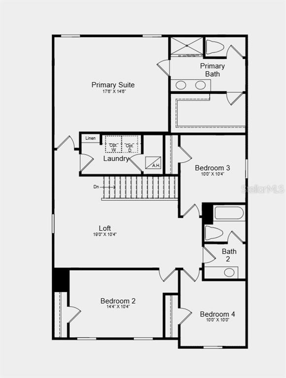 This is a floor plan showing the layout of a four-bedroom residential upper level — 6523 EQUINOX LANE, NORTH FORT MYERS, FL