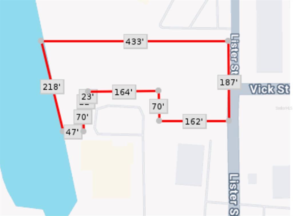 This is a property survey map showing the dimensions of a land parcel — 4445 LISTER STREET, PORT CHARLOTTE, FL