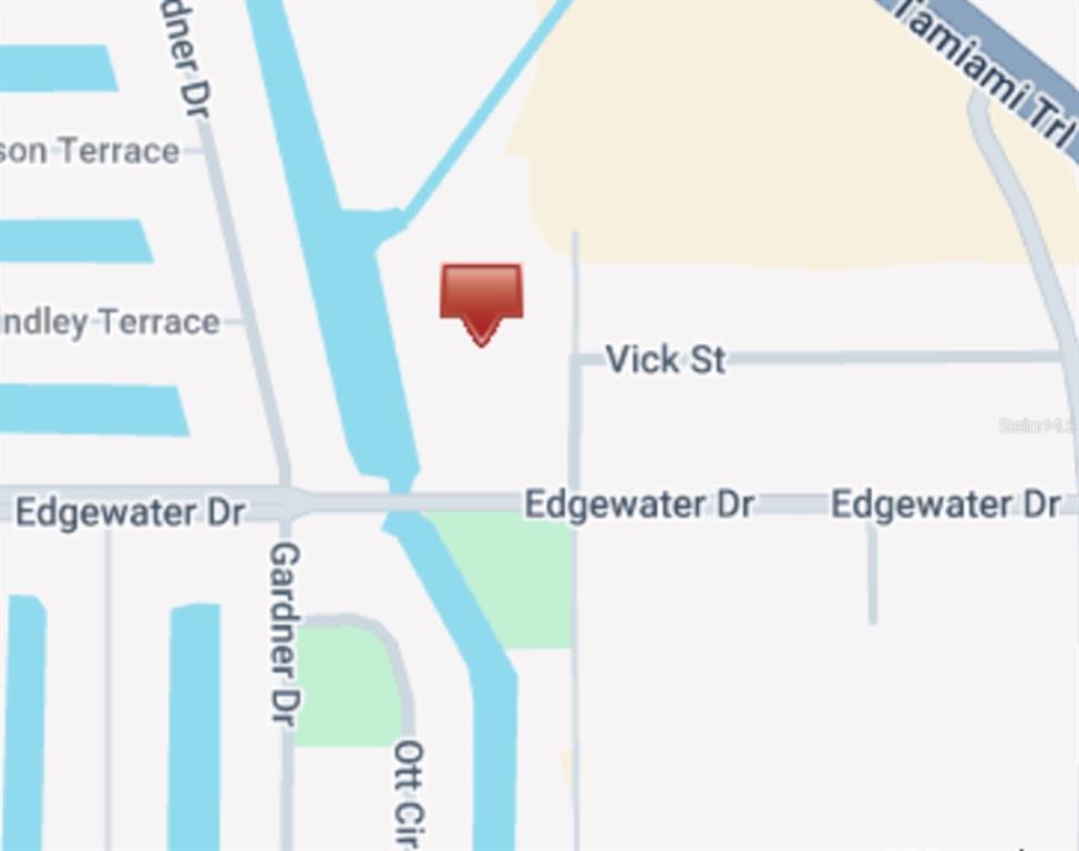 This is a map showing the location of a property near Edgewater Drive and Vick Street — 4445 LISTER STREET, PORT CHARLOTTE, FL