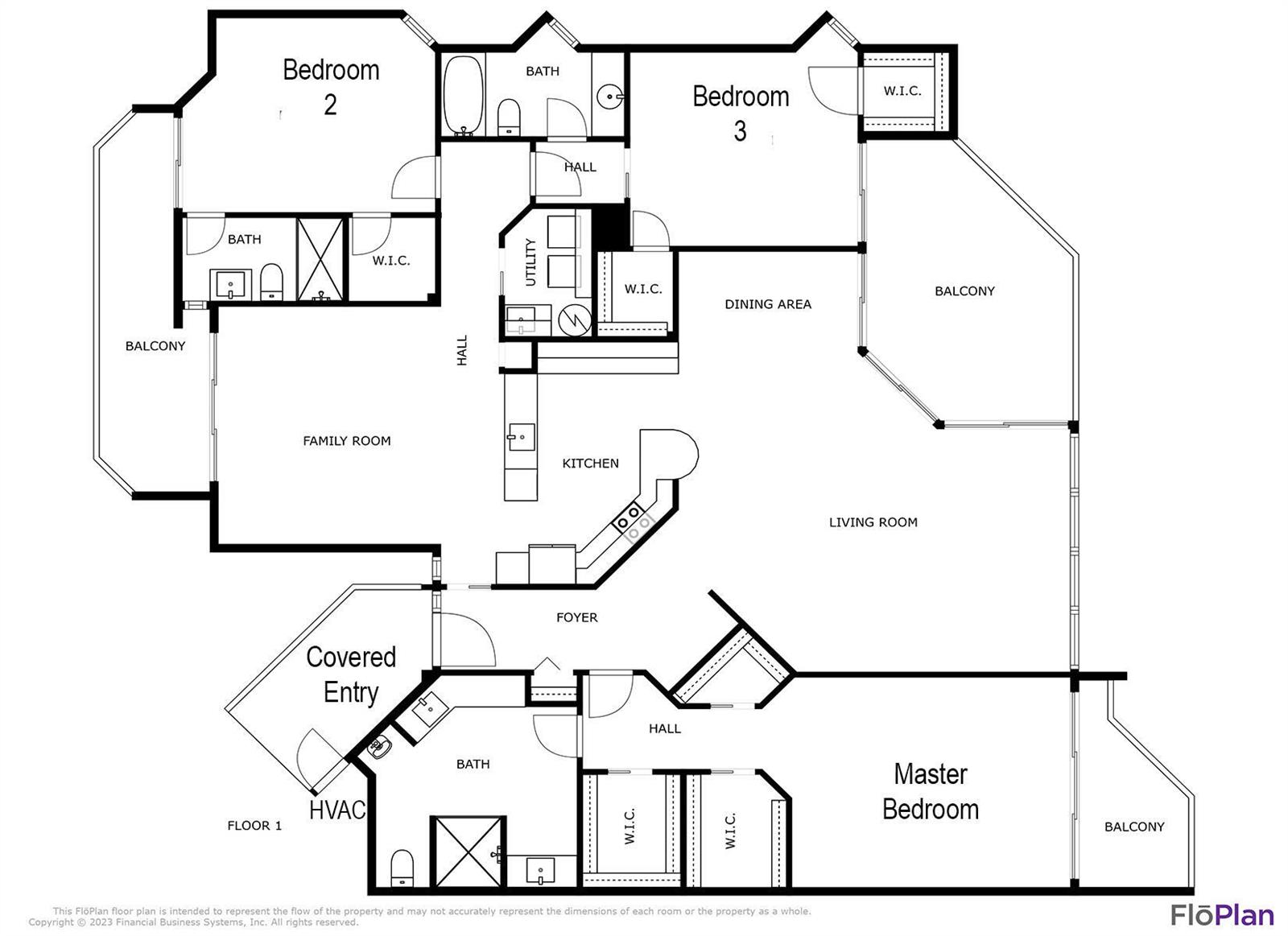 This is a floor plan for a three-bedroom apartment with multiple balconies and bathrooms — 1117 Marine Way E, North Palm Beach FL 33408, NORTH PALM BEACH, FL