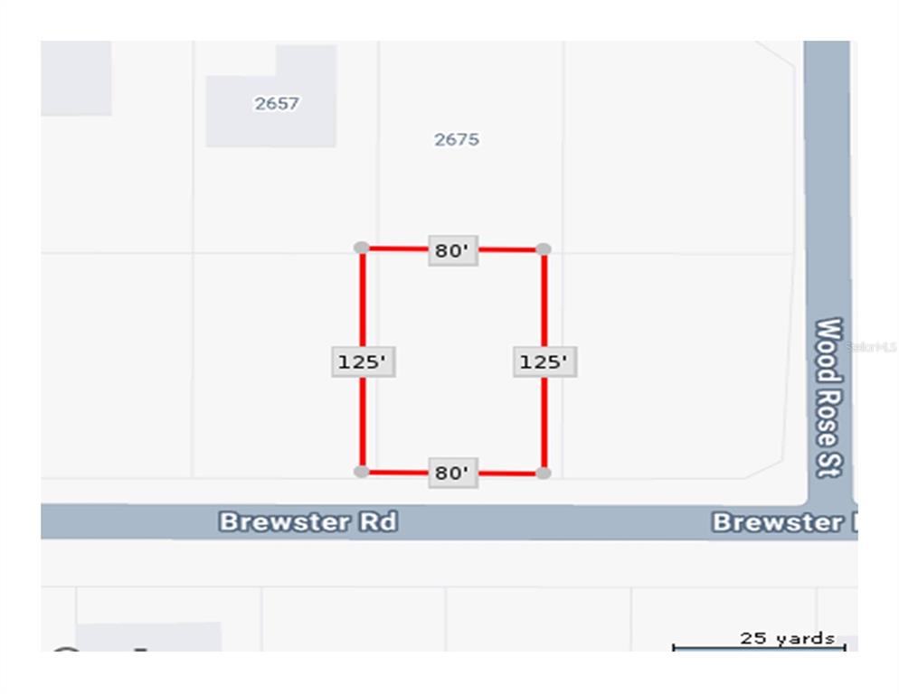 This is a map showing the dimensions of a rectangular plot of land — BREWSTER ROAD, NORTH PORT, FL