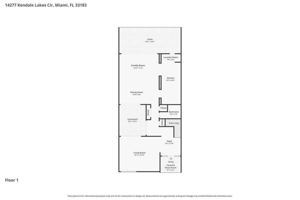 This is a floor plan for the first level of a residential property — MIAMI, FL