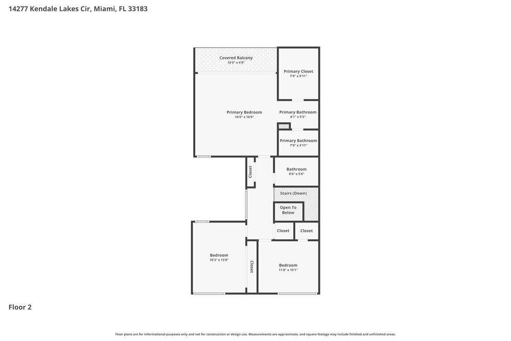 This is a floor plan for the second level of a residential property — MIAMI, FL
