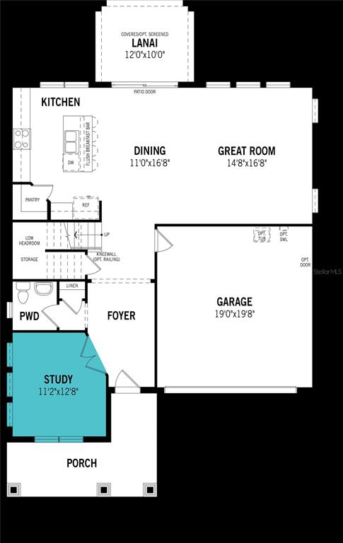This is a floor plan for the first level of a home featuring a garage — 13140 OXEYE LANE, PARRISH, FL