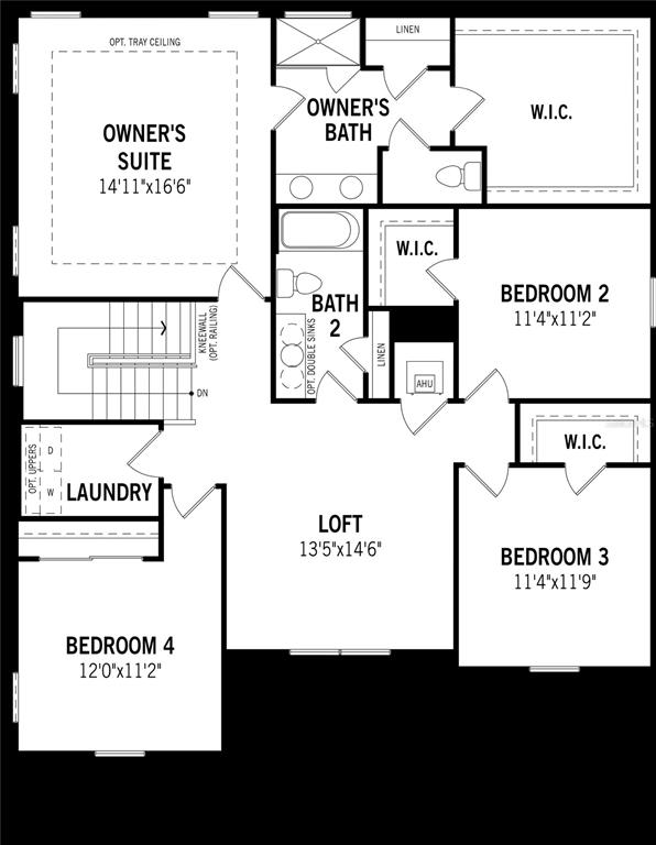 This is a floor plan for the second level of a home featuring four bedrooms — 13140 OXEYE LANE, PARRISH, FL