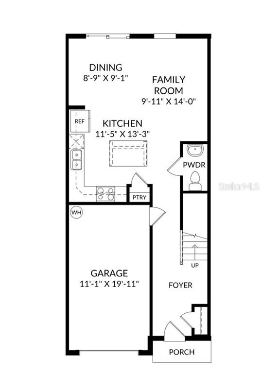 This is a floor plan for the first level of a home featuring a garage — 1908 FAN PALM DRIVE, DAVENPORT, FL