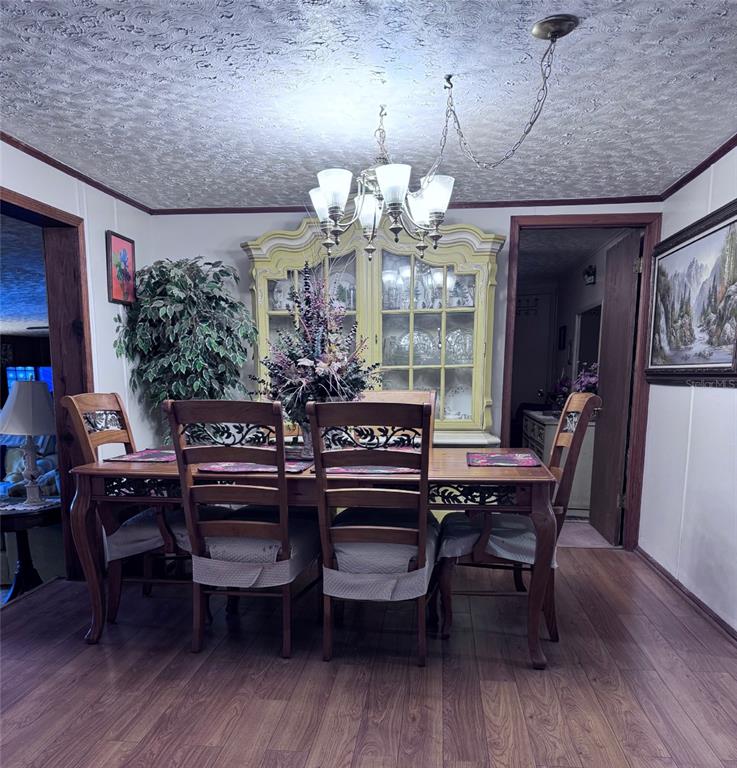 A dining room features a wooden table, four chairs, and a yellow china cabinet — 17134 LAKE INGRAM ROAD, WINTER GARDEN, FL
