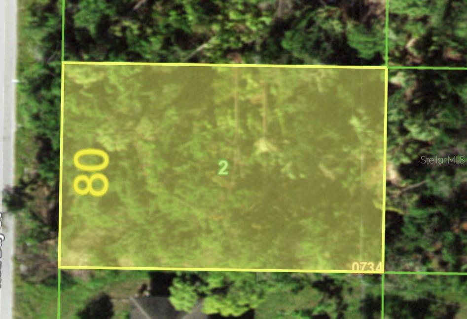 This is an aerial map view of a rectangular plot of land labeled number two — 773 RED BAY STREET, PORT CHARLOTTE, FL