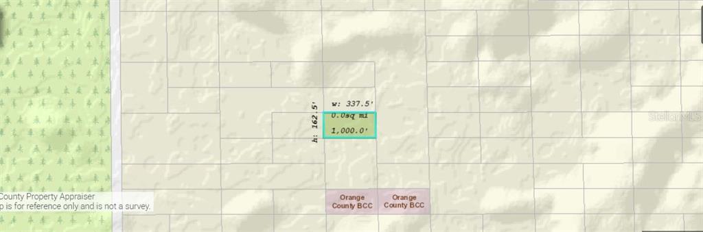 This map shows a highlighted rectangular parcel of land with dimensions of 337.5 by 162.5 feet — DILL ROAD, ORLANDO, FL
