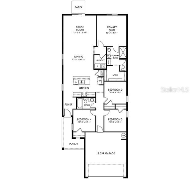 This is a floor plan for a single-story house with four bedrooms and a garage — 153 CANOE BEND AVENUE, NOKOMIS, FL