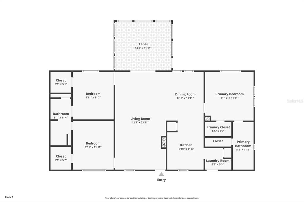 This is a floor plan of a home featuring three bedrooms, two bathrooms, and a lanai — 2100 KINGS HIGHWAY UNIT 568, PORT CHARLOTTE, FL