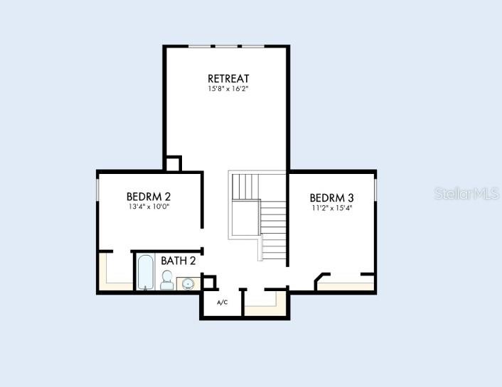 This floor plan shows an upper level with two bedrooms, a retreat, and a bathroom — 6813 CHLOE COURT, SARASOTA, FL