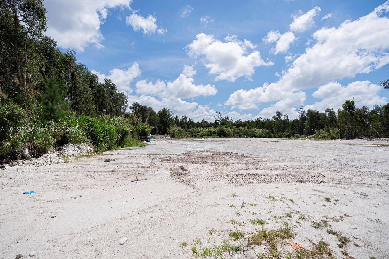 A wide, cleared dirt lot is surrounded by dense trees under a blue sky — NW 122 Ave, NW 50 ST, Doral FL 33178, DORAL, FL