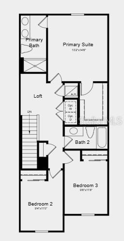 This is a floor plan for the upper level of a house featuring three bedrooms — 10713 ECLIPSE STREET, SARASOTA, FL