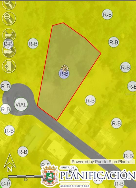 This is a zoning map showing a parcel of land outlined in red — CALLE A, MAYAGUEZ, PR