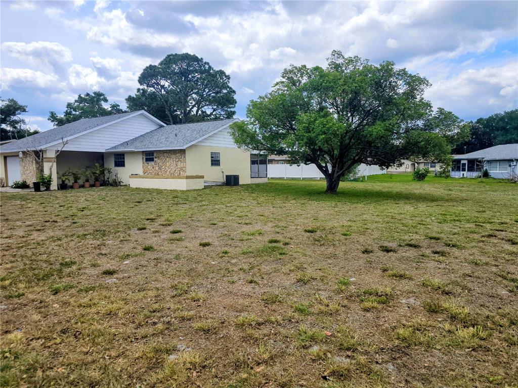 A side view of a house with a large yard and a prominent tree — 4008 BIANCA STREET, SEBRING, FL