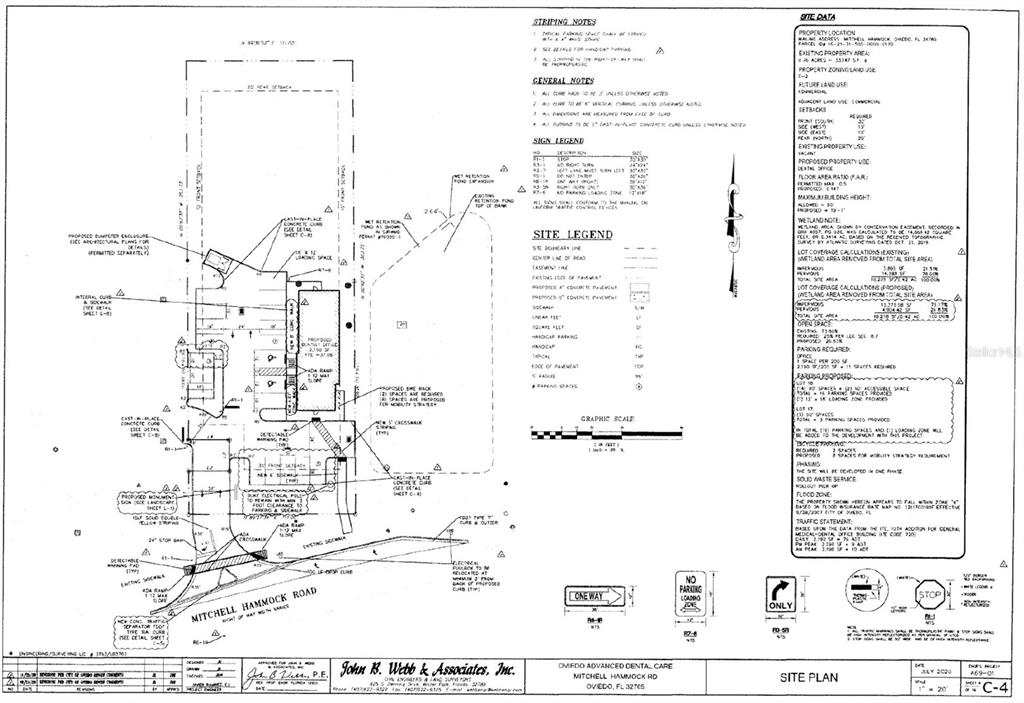 This is a site plan for a proposed dental office development on Mitchell Hammock Road — 345 W MITCHELL HAMMOCK ROAD, OVIEDO, FL
