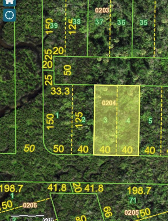This is a property map showing two adjacent land parcels highlighted in yellow — 28150 HARBOUR SUNRISE DRIVE, PUNTA GORDA, FL