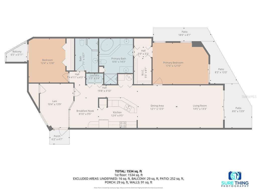 This is a floor plan of a residential unit with two bedrooms and two bathrooms — 4575 S ATLANTIC AVENUE UNIT 6101, PORT ORANGE, FL