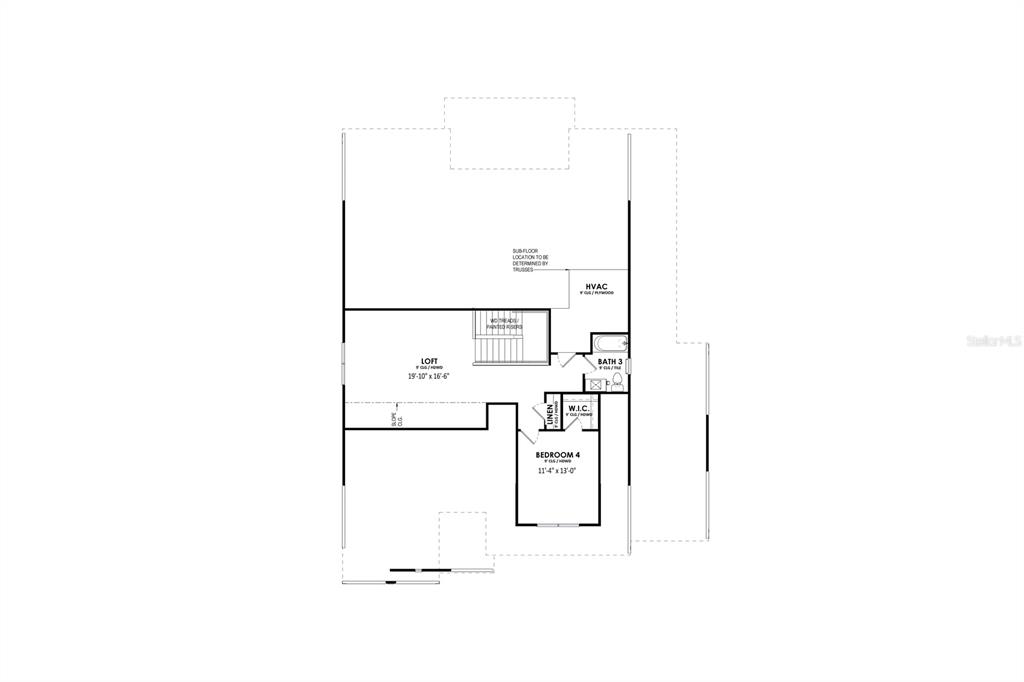 This is a floor plan for an upper level featuring a loft, bedroom, and bathroom — 14772 SW 11TH PLACE, NEWBERRY, FL
