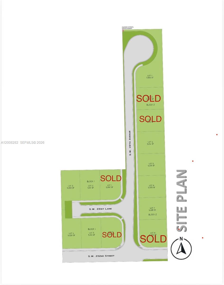 This is a site plan showing the layout of residential lots and streets — 23065 SW 119 Ave, Miami FL 33170, MIAMI, FL