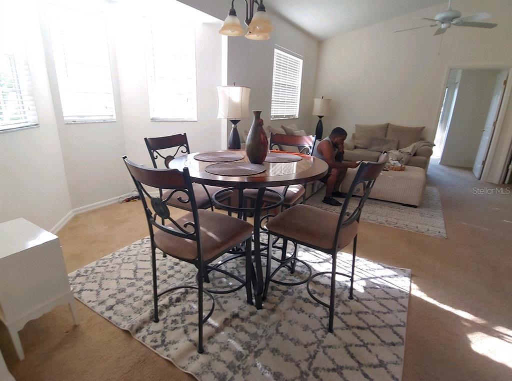 A dining area with a round table and chairs sits on a patterned area rug — 412 W 28TH STREET UNIT 0, PALMETTO, FL