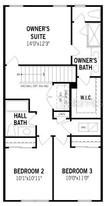 This is a floor plan of a residential second story featuring three bedrooms and two bathrooms — 10031 GAZEBO ALLEY, ORLANDO, FL