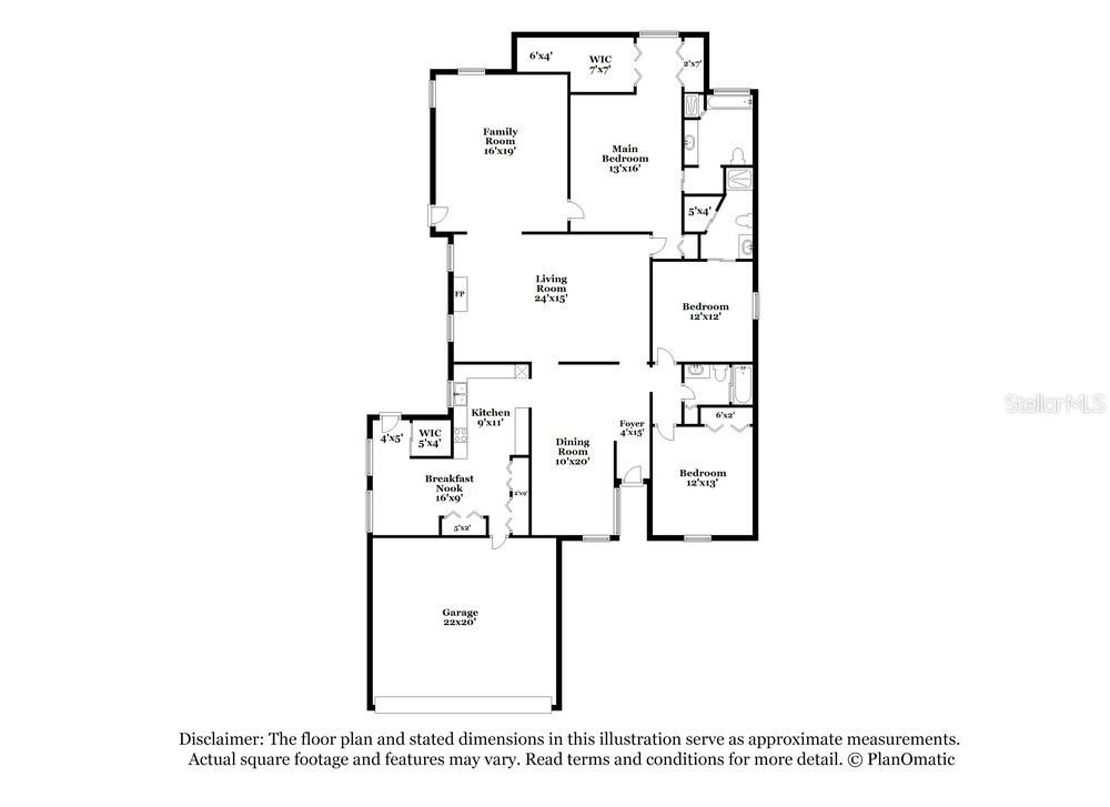 This is a floor plan for a single-story house with a garage and three bedrooms — 51 DOGWOOD LANE, EUSTIS, FL