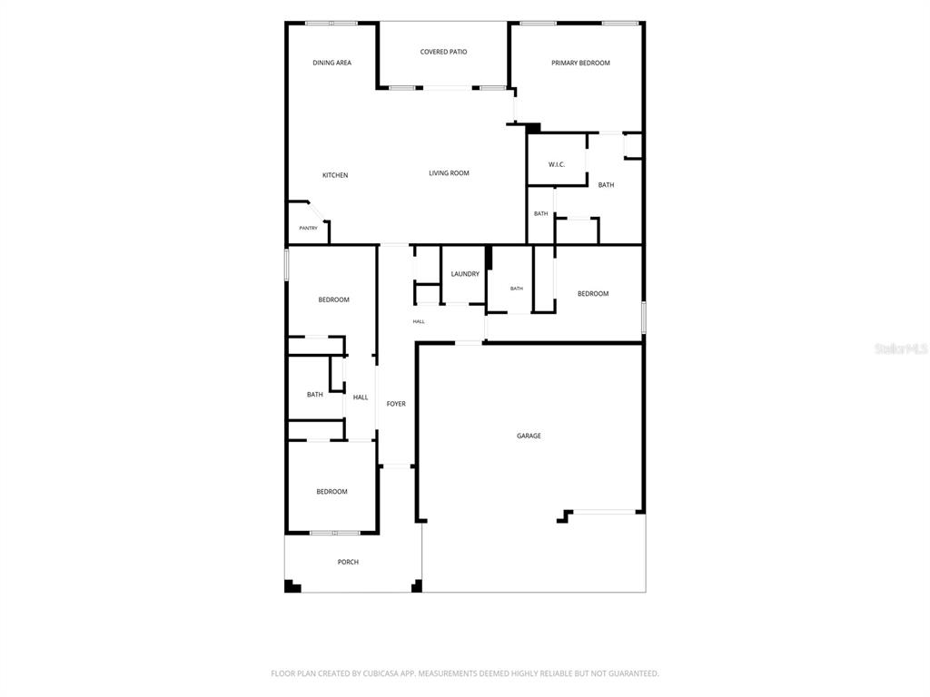 This is a floor plan of a single-story house with a garage and covered patio — 3141 CASPIAN FEATHER STREET, BARTOW, FL