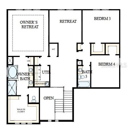 This is a floor plan of a house's second floor featuring four bedrooms and three bathrooms — 814 W ORIENT STREET, TAMPA, FL