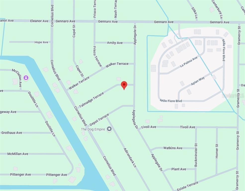 This is a map showing streets and residential areas in a neighborhood — 15121 TALMADGE TERRACE, PORT CHARLOTTE, FL