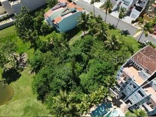 An aerial view shows a densely wooded lot situated between two multi-story residential buildings — 1 MONTECARLO UNIT 149, HUMACAO, PR